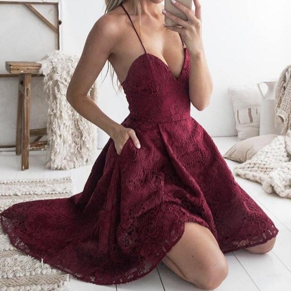 Maroon high-low dress